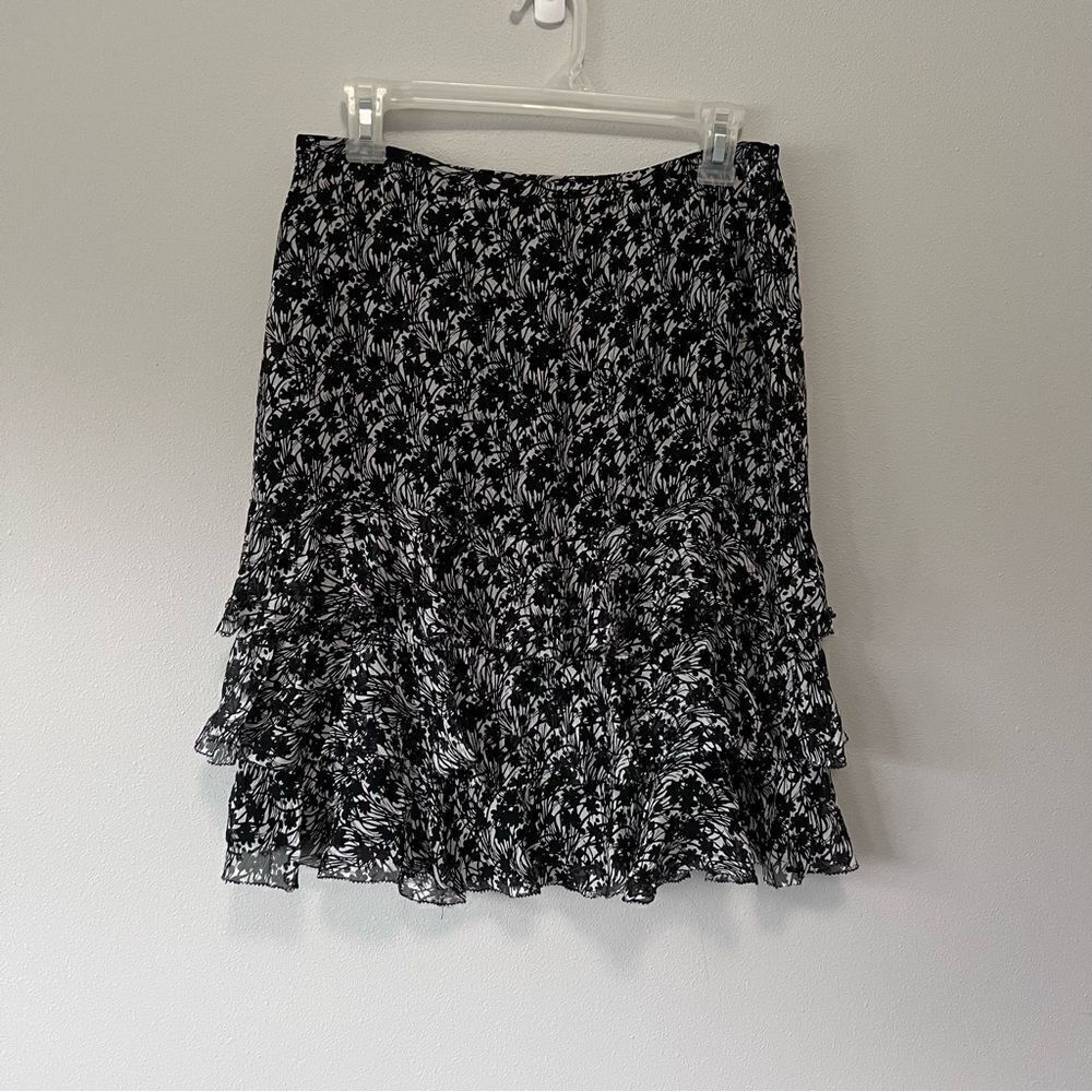 Ann Taylor Petites Silk Floral Ruffle Tier Skirt Size 6P